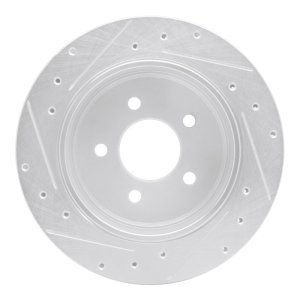 Ford Ranger Brake Rotor (1) - Rear Right - R1 Concepts - Drilled & Slotted - Silver - `10-`11